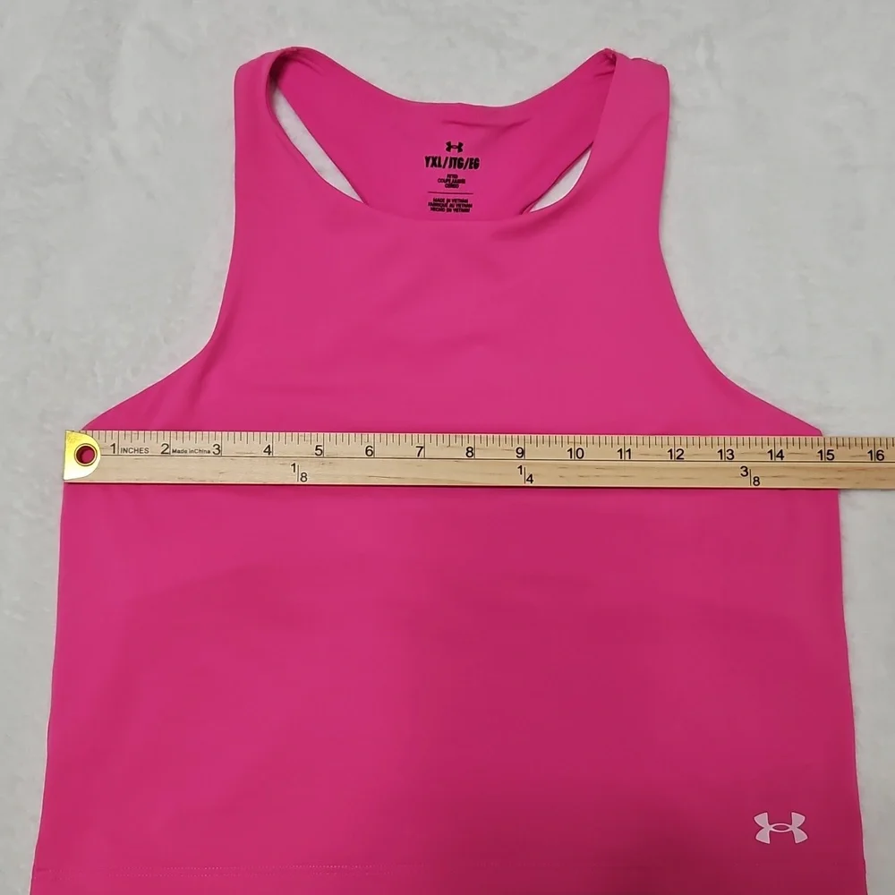 Under Armour Pink Athletic Tank Top Cropped Performance - Picture 4 of 9